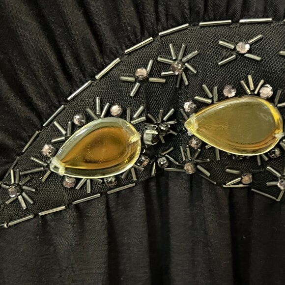 Escada Black Sheath Dress EU 36 US 4 Beaded Silk Wool Designer Cocktail - Picture 4 of 12